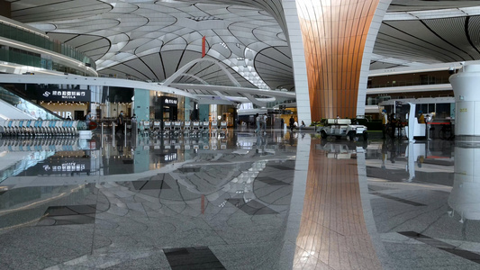 8K富丽堂皇的北京大兴国际机场内部建筑设计视频