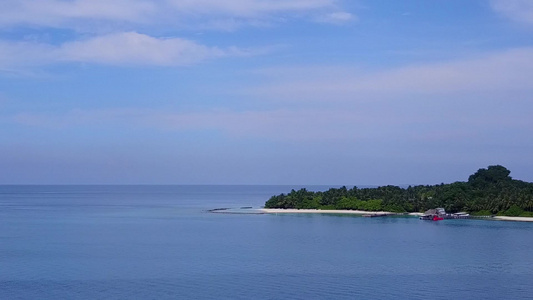 蓝海白沙背景下异国情调海景海滩冒险的空中无人机景观视频