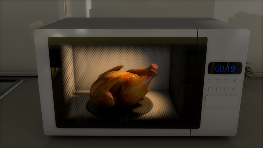 微波炉里的烤鸡好吃极了视频