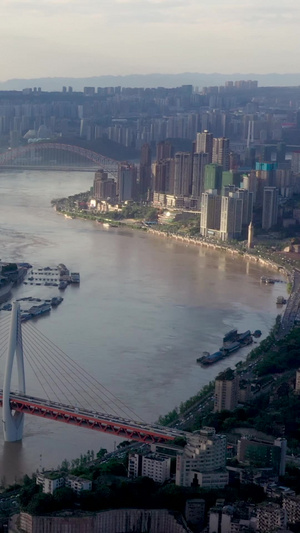 重庆渝中区桥梁江景航拍素材重庆直辖市63秒视频