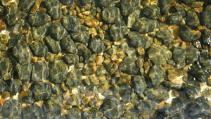 干净的圆形石头在结晶水中清晰可见从上面干净的水晶水11秒视频