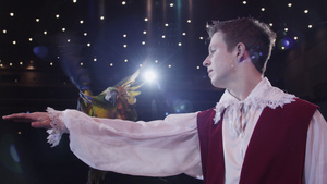 马戏团表演者和他的金刚鹦鹉14秒视频
