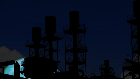 超级水月在夜空中的轮光工业建筑上复活1视频