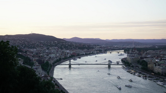 匈牙利布达佩斯多瑙河全景视频