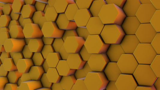 黄色橙色的未来棱柱六边形蜂窝六简约背景上的运动设计视频