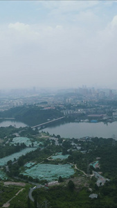 航拍湖北宜昌城市风光地标建筑视频