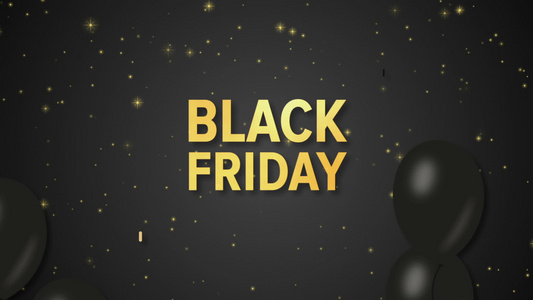 黑色背景的黑色黑色星期五销售动画配有气球运动图形视频