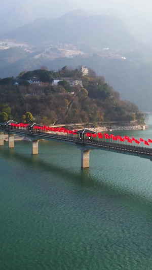 航拍奉节白帝城刘备托孤风雨廊桥中国风35秒视频