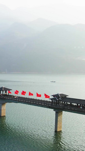 航拍奉节白帝城刘备托孤风雨廊桥三国文化视频