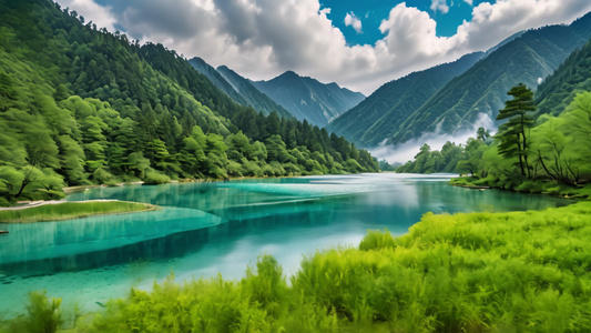 中国四川九寨沟自然风景视频