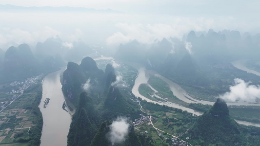 广西桂林阳朔风光中国山河航拍生态环境自然视频