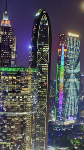 广州珠江新城夜景航拍航拍中国视频