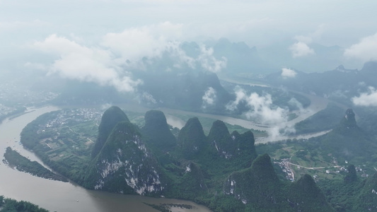 广西桂林阳朔风光中国山河航拍生态环境自然视频