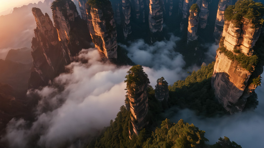 航拍张家界喀斯特地貌风景视频