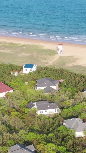 青岛银沙滩航拍视频海水浴场42秒视频