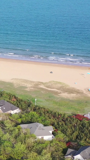 青岛银沙滩航拍视频海水浴场42秒视频