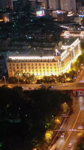 天津城市交通夜景航拍视频城市风貌视频