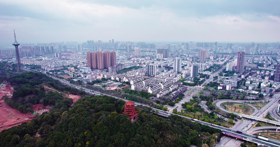 4k 航拍四川德阳市城市建筑全景视频