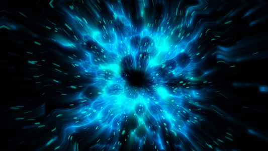 4K 蓝色抽象粒子爆炸冲击波动画视频