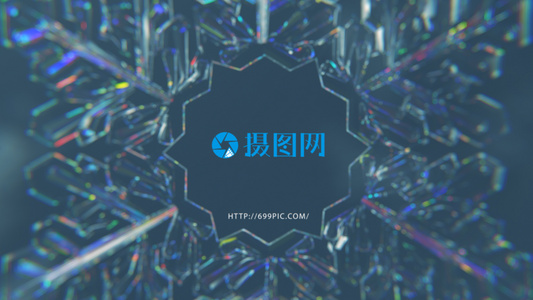 晶莹立体唯美雪花背景快速的logo揭示开场AECC2017模板视频