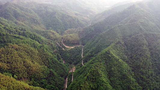 航拍大别山美丽山顶自然乡村风景视频