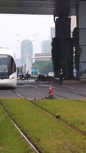 城市无污染环保公共交通工具有轨电车素材城市素材21秒视频