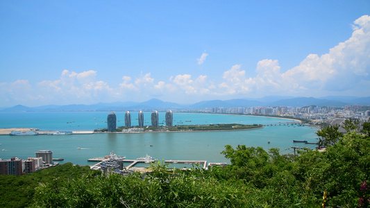 三亚鹿回头角景区观光平台美景4K视频