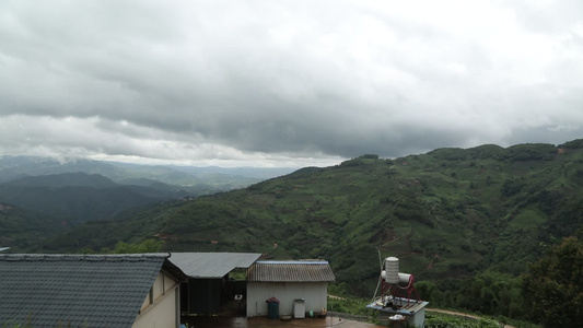 山区乡村乡镇依山傍水自然风景视频