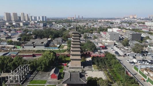 河北石家庄开元寺须弥塔航拍视频