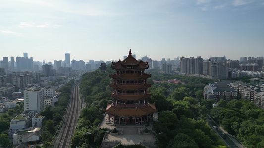 航拍湖北武汉黄鹤楼景区视频