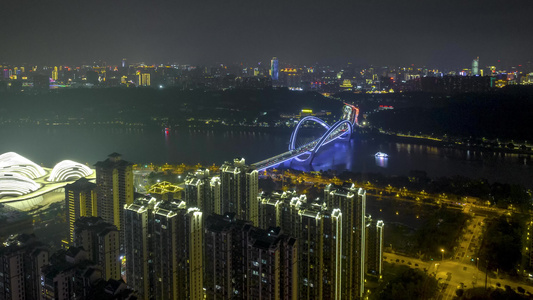 4K延时航拍南宁国庆邕江夜景视频