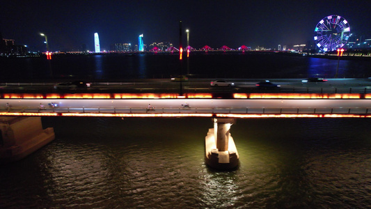 5.4k航拍南昌大桥夜景视频