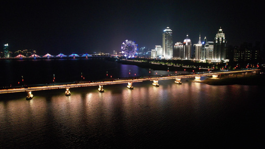 5.4k航拍南昌大桥夜景视频