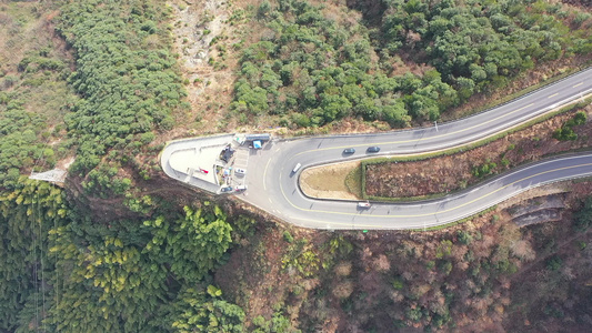 航拍盘山公路四明山高空全景日出日落云海视频