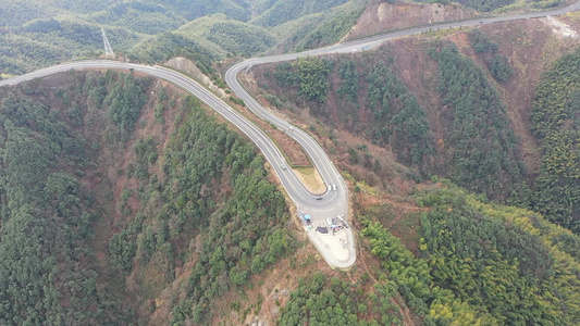 航拍盘山公路四明山高空全景日出日落云海视频