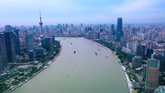 4K航拍上海北外滩全景视频