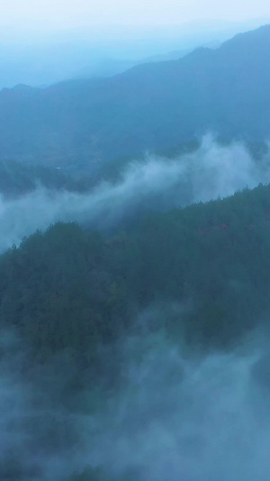 航拍群山之巅云雾缭绕仙境自然风光烟雨朦胧大山深处15秒视频