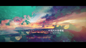 中国风水墨渲染过渡切换图文展示AE模板42秒视频