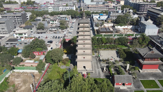 河北石家庄开元寺须弥塔航拍视频