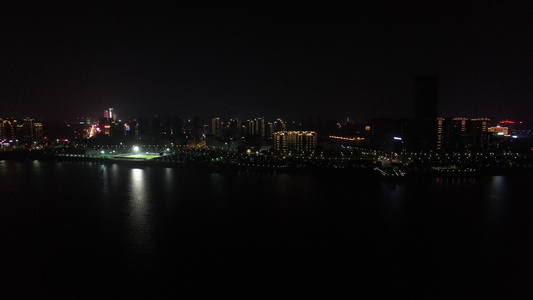 南昌沿江南大道航拍建筑夜景视频