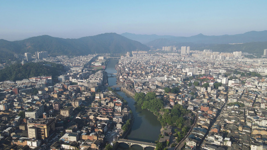 航拍福建汀州古城全景视频