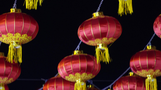 后海春节装饰红灯笼什刹海4A级景区视频
