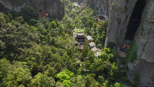 航拍5A景区雁荡山灵峰景观区古建筑寺庙视频视频