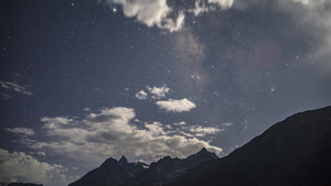 8k延时西藏昌都市然乌湖雪山夜景银河素材10秒视频