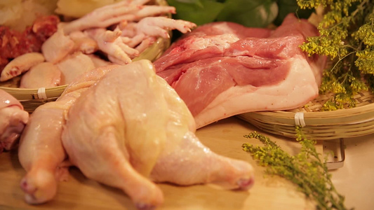 各种肉类猪肉鸡肉炖肉食材视频