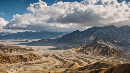 航拍雅丹地貌黄土高坡风景视频