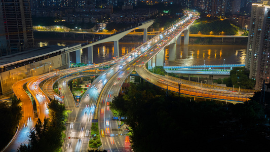 城市车流与轨道桥梁建设素材视频