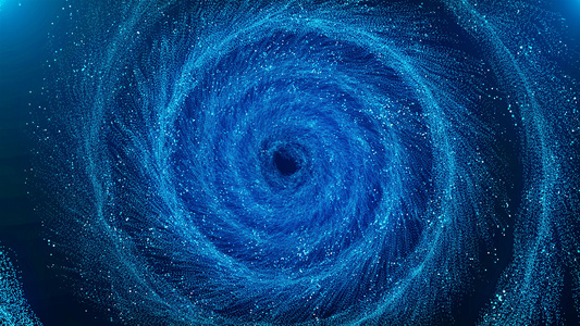 震撼唯美蓝色黑洞螺旋漩涡抽象粒子背景视频