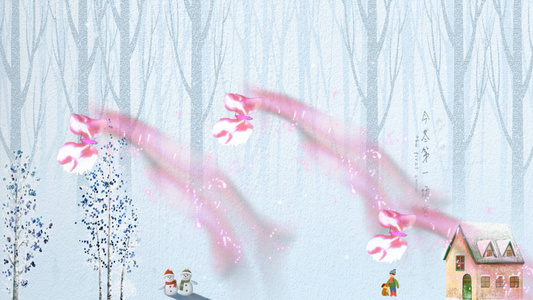 卡通冬季雪景浪漫led背景视频视频