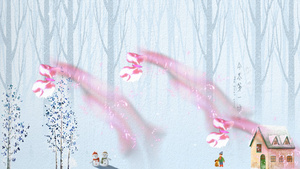卡通冬季雪景浪漫led背景视频20秒视频